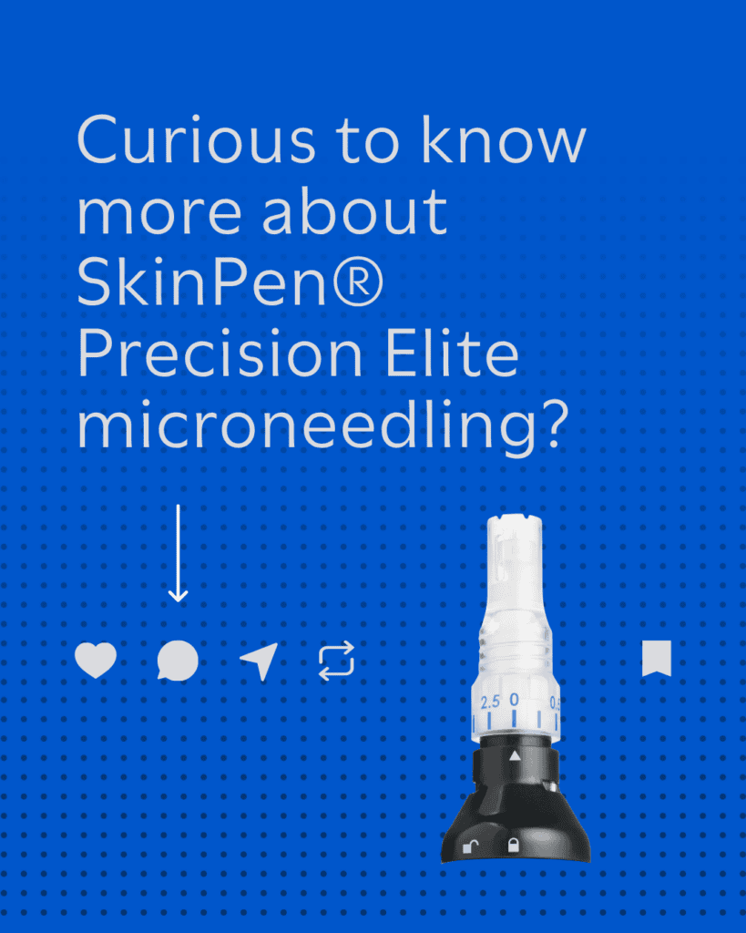 SkinPen Precision Elite microneedling device on blue background.